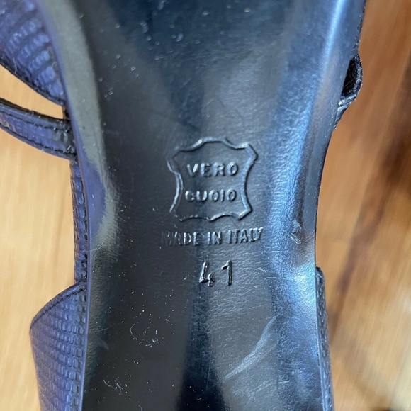 Giorgio Armani Vero Cuoio Black Leather Reptile Pumps Heel Shoes Italy - Picture 10 of 11